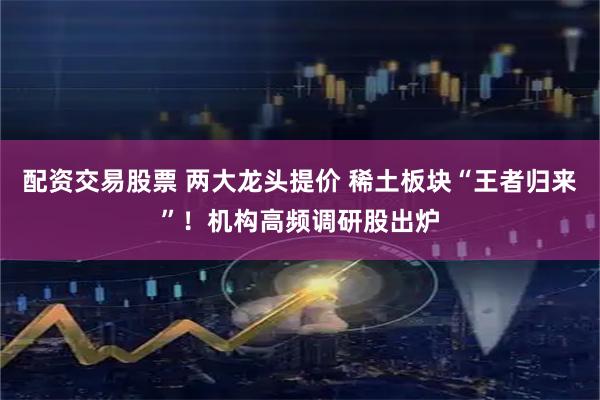配资交易股票 两大龙头提价 稀土板块“王者归来”！机构高频调研股出炉