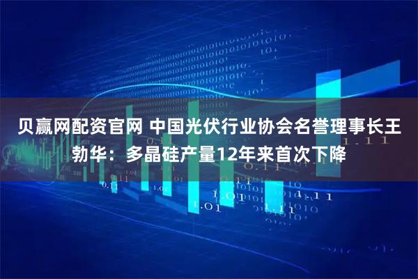 贝赢网配资官网 中国光伏行业协会名誉理事长王勃华：多晶硅产量12年来首次下降