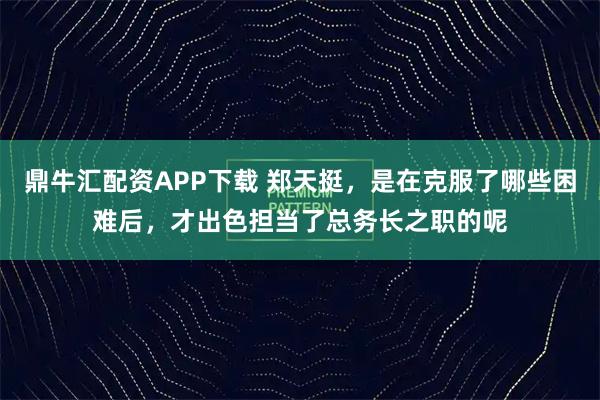 鼎牛汇配资APP下载 郑天挺，是在克服了哪些困难后，才出色担当了总务长之职的呢